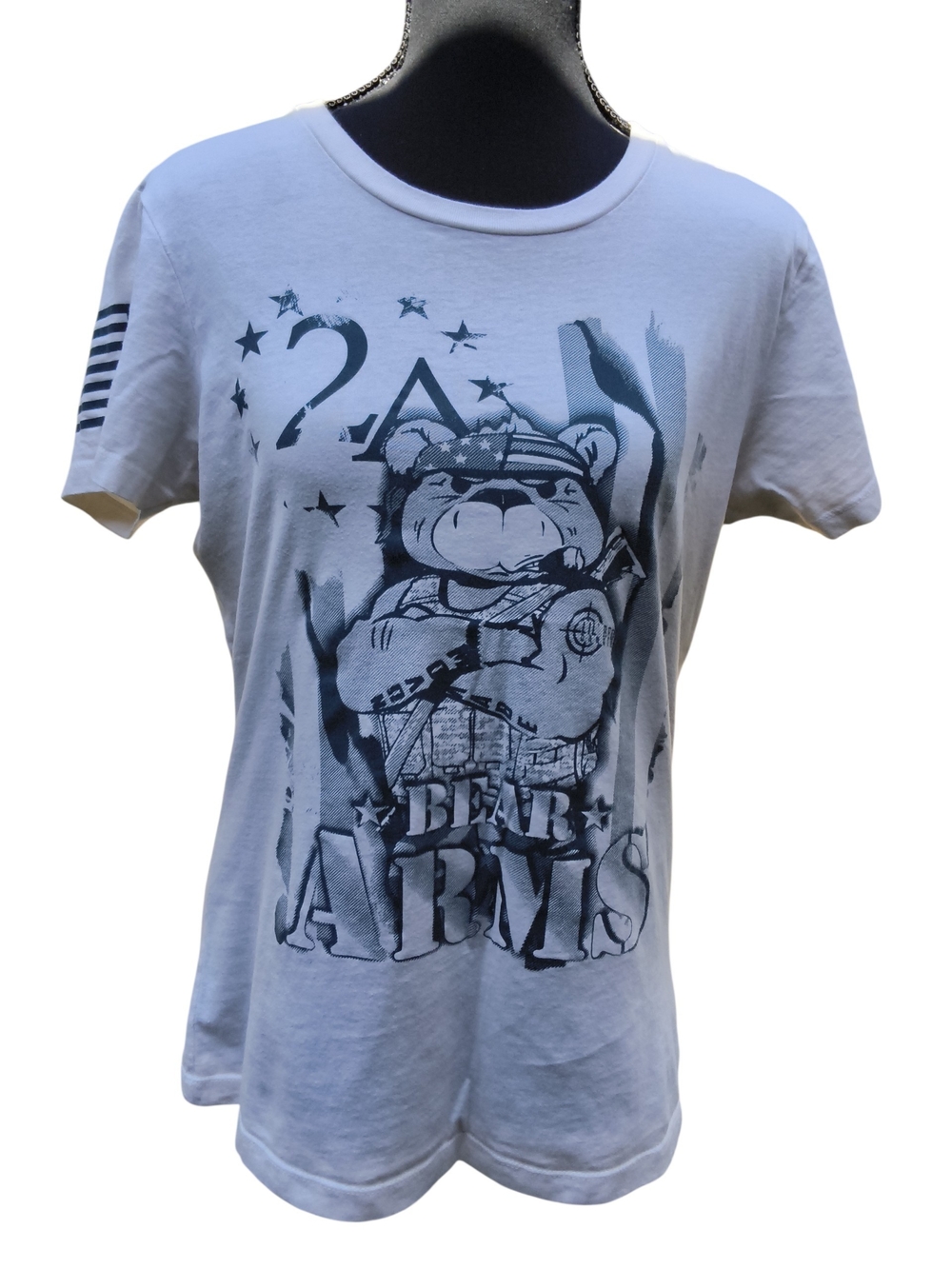 Grunt Style White T-shirt with Gray Crossed Rifles Print